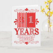 31e Birthday Red en White Polka Dots and Stripes Kaart (Gele Bloem)