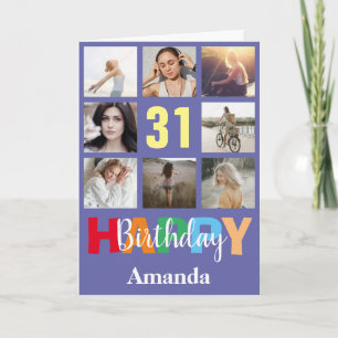 31e Happy Birthday Photo Collage Modern Kaart