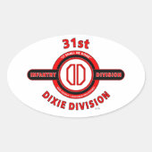 31E INFANTERIEDIVISIE "DIXIE DIVISION" OVALE STICKER (Voorkant)