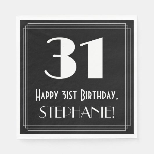 31e verjaardag ~ Art Deco geïnspireerd look "31", Servet (Voorkant)