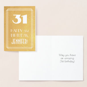 31e verjaardag ~ Art Deco-stijl "31" & aangepaste  Folie Kaarten