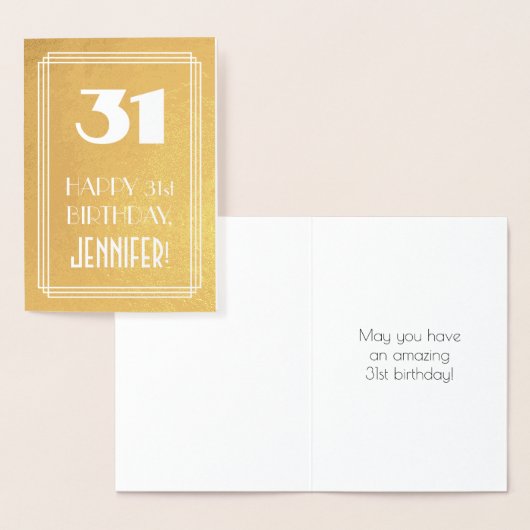 31e verjaardag ~ Art Deco-stijl "31" & aangepaste Folie Kaarten (Display)