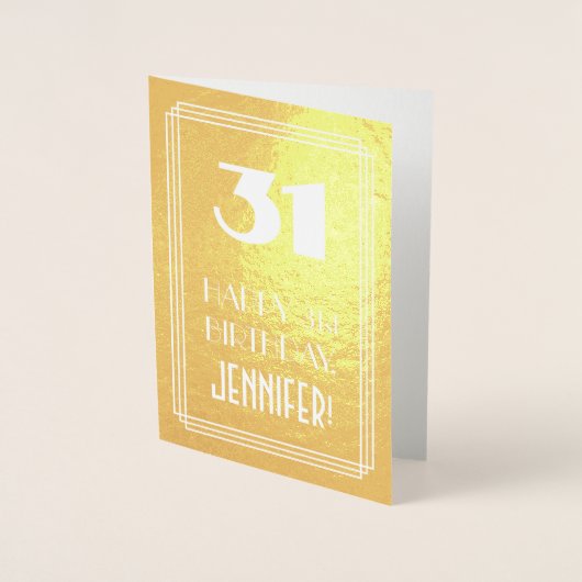 31e verjaardag ~ Art Deco Style "31" en aangepaste Folie Kaarten (Voorkant)