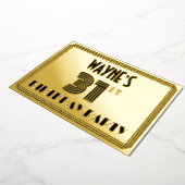 31e verjaardag — Art Deco Style "31" en naam Folie Uitnodiging (Gedraaid)