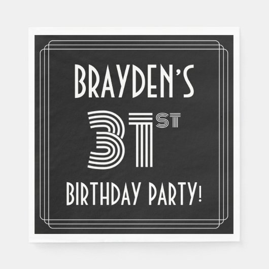 31e verjaardag: Art Deco Style + aangepaste naam Servet (Voorkant)