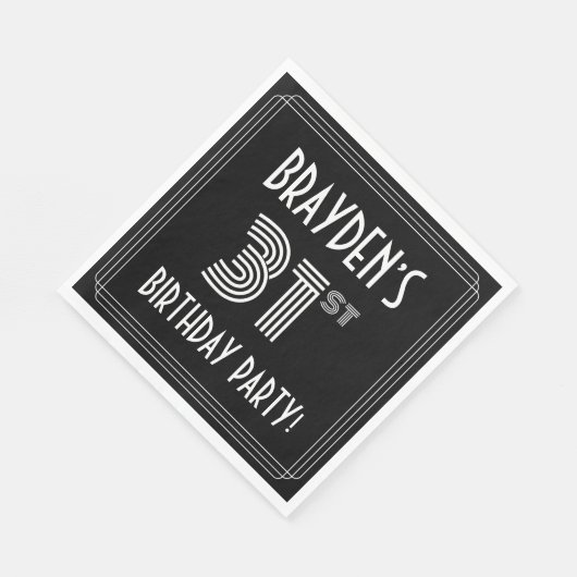 31e verjaardag: Art Deco Style + aangepaste naam Servet (Hoek)