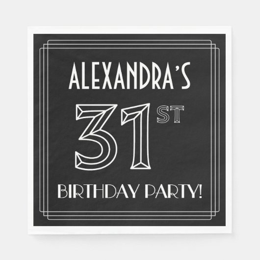 31e verjaardag: Art Deco Style + aangepaste naam Servet (Voorkant)