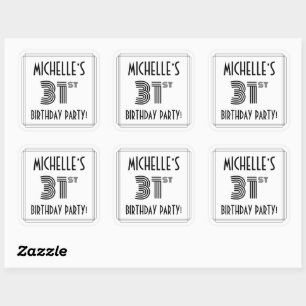 31e verjaardag: Art Deco Style + aangepaste naam Vierkante Sticker