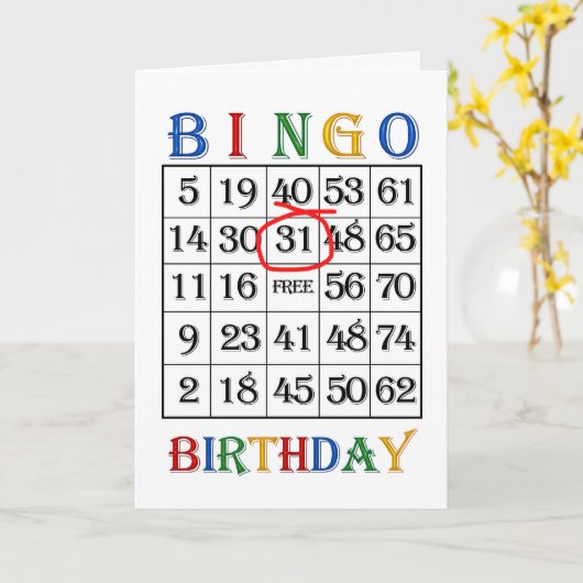31e verjaardag Bingo kaart (Gele Bloem)