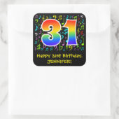 31e verjaardag: Colorful Music Symbols, Rainbow 31 Vierkante Sticker (Tas)