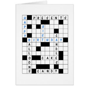 31e verjaardag, Crossword Puzzle Birthday Kaart