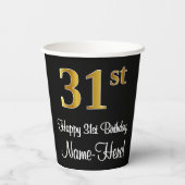 31e verjaardag - Elegante luxe Faux Gold look # Papieren Bekers (Achterkant)