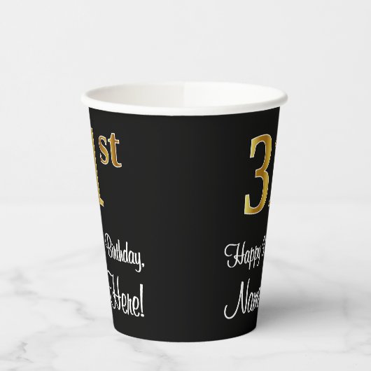 31e verjaardag - Elegante luxe Faux Gold look # Papieren Bekers (Links)