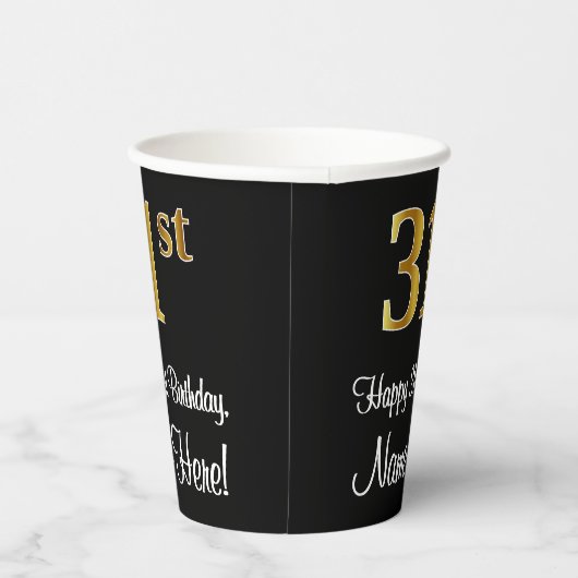 31e verjaardag - Elegante luxe Faux Gold look # Papieren Bekers (Rechts)