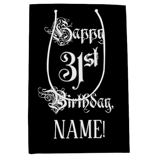 31e verjaardag: Fancy, elegant script + aangepaste Medium Cadeauzakje (Voorkant)