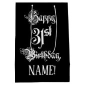 31e verjaardag: Fancy, elegant script + aangepaste Medium Cadeauzakje (Achterkant)