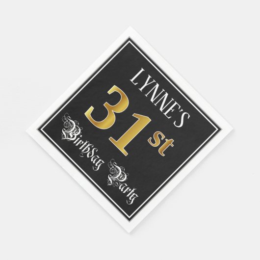 31e verjaardag — Fancy script, Faux Gold look Servet (Hoek)