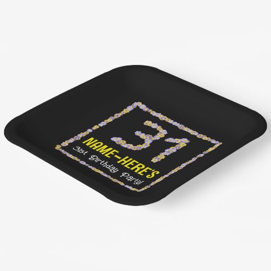 31e verjaardag: Floral Flowers Number, Custom Name Papieren Bordje (Gebogen)