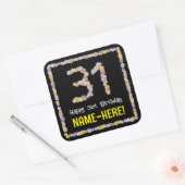 31e verjaardag: Floral Flowers Number, Custom Name Vierkante Sticker (Envelop)