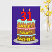 31e verjaardag: Fun Cake and Candles + Custom Name Kaart (Gele Bloem)