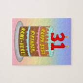 31e verjaardag: Fun Cake and Candles + Custom Name Legpuzzel (Horizontaal)