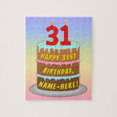 31e verjaardag: Fun Cake and Candles + Custom Name Legpuzzel (Verticaal)
