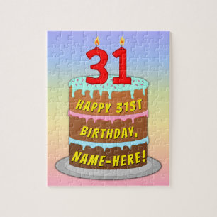 31e verjaardag: Fun Cake and Candles + Custom Name Legpuzzel
