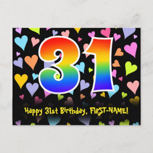31e verjaardag: Fun Hearts-patroon, Regenboog 31 Briefkaart