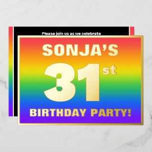 31e verjaardag: Fun, kleurrijk regenboogpatroon Folie Uitnodiging