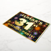 31e verjaardag — Fun, kleurrijke Fireworks-look Folie Uitnodiging (Gedraaid)