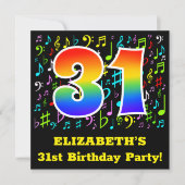 31e verjaardag: Fun Music Symbols, Rainbow 31 Kaart (Voorkant)