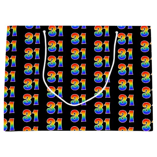 31e verjaardag: Fun Rainbow Event Number 31 Patter Groot Cadeauzakje (Voorkant)