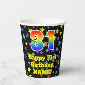 31e verjaardag: Fun Stars Pattern en Rainbow 31 Papieren Bekers (Achterkant)