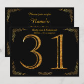 31e verjaardag, Gatsby styl, zwarte gouden glitter Kaart (Voorkant / Achterkant)