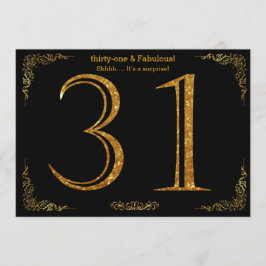 31e verjaardag, Gatsby styl, zwarte gouden glitter Kaart