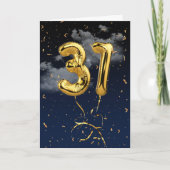 31e verjaardag Gold Mylar ballon en Confetti-kaart Kaart (Voorkant)