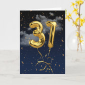 31e verjaardag Gold Mylar ballon en Confetti-kaart Kaart (Gele Bloem)