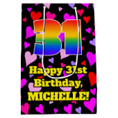 31e verjaardag: Heatpatroon van liefhebbers, regen Medium Cadeauzakje (Achterkant)