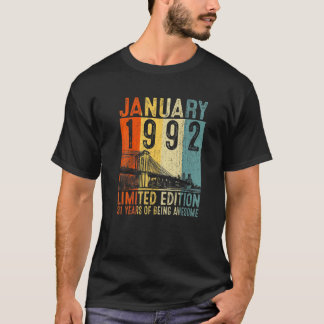 31e verjaardag  januari 1992 31 jaar oude Mannen T-shirt