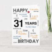 31e verjaardag Kaart (Voorkant)