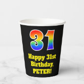 31e verjaardag: kleurrijk, leuk, spannend, regenbo papieren bekers (Achterkant)