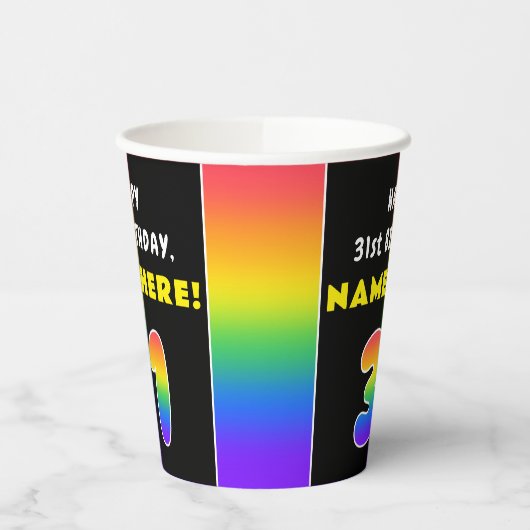 31e verjaardag: kleurrijke regenboog # 31, Naam va Papieren Bekers (Links)