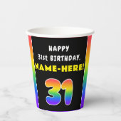 31e verjaardag: kleurrijke regenboog # 31, Naam va Papieren Bekers (Voorkant)