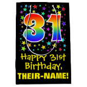 31e verjaardag: Kleurrijke Sterren Patroon & Regen Medium Cadeauzakje (Voorkant)