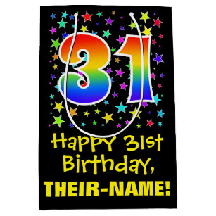 31e verjaardag: Kleurrijke Sterren Patroon & Regen Medium Cadeauzakje
