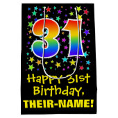 31e verjaardag: Kleurrijke Sterren Patroon & Regen Medium Cadeauzakje (Achterkant)