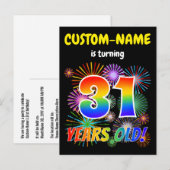 31e verjaardag - Leuk vuurwerk, Rainbow Look "31" Briefkaart (Voorkant / Achterkant)