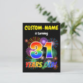 31e verjaardag - Leuk vuurwerk, Rainbow Look "31" Briefkaart (Staand voorkant)
