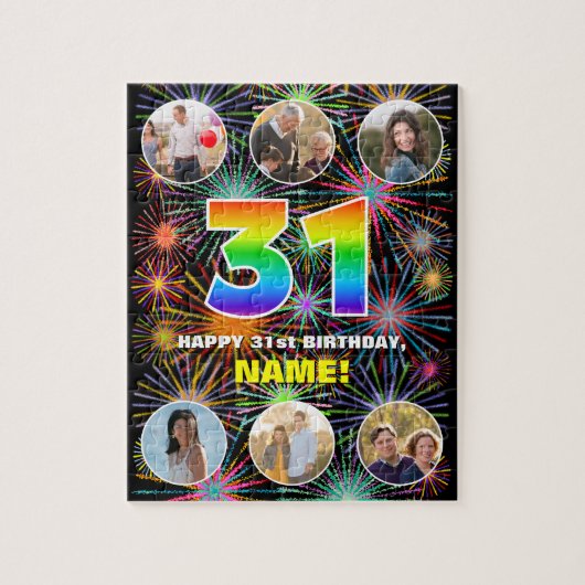 31e verjaardag: Leuke regenboog #, aangepaste naam Legpuzzel (Verticaal)