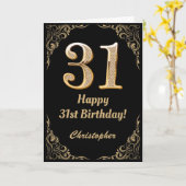 31e verjaardag Lijst zwart-gouden glitter Kaart (Gele Bloem)